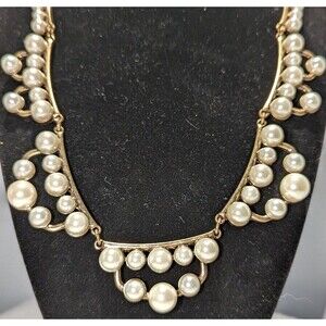 Vintage Pearl and Brass Necklace